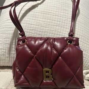 Burgundy Quilted Bag with Gold Accent